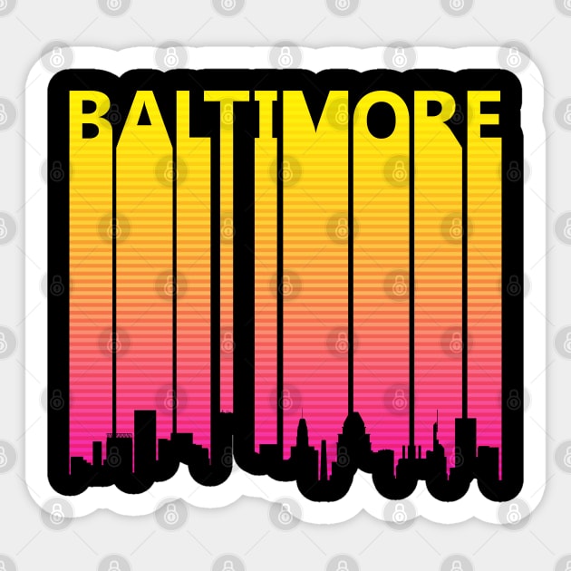 Retro 1980s Baltimore Skyline Silhouette Sticker by GWENT